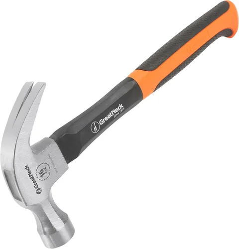 GreatNeck HG16C - Martillo de garra curvada de fibra de vidrio, martillo de construcción doméstica e industrial, clavos de accionamiento y palanca,