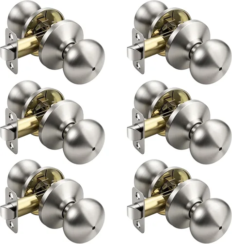 Miniatura 51 de KNOBWELL Paquete de 8 pomos de puerta de privacidad para baño y dormitorio, pomo de puerta negro mate con cerradura, cerradura de manija de puerta