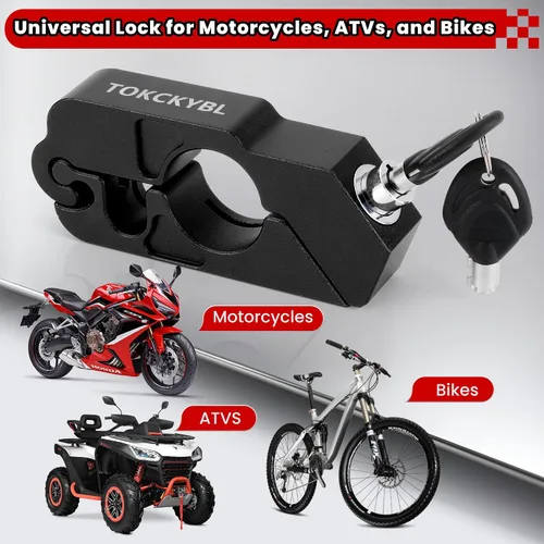 Miniatura 5 de Cerradura de motocicleta, casco antirrobo, bloqueo de freno y manillar, universal para motocicletas, cuatrimotos, motos de cross, ciclomotores, Negro