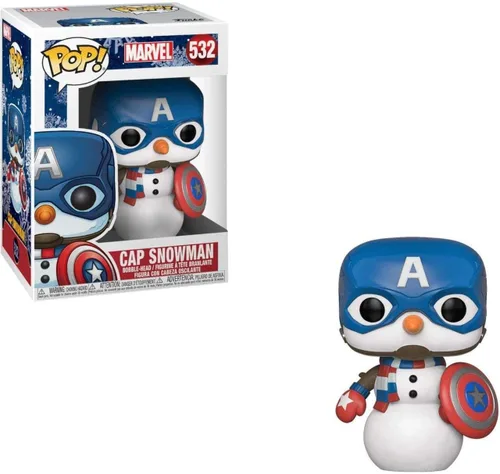 Funko Pop! Marvel: Holiday - Figura de vinilo de muñeco de nieve del Capitán América
