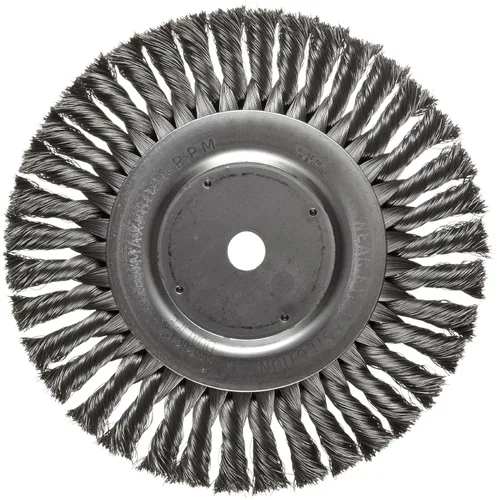 Miniatura 5 de Weiler 08145 Rueda de alambre de nudo torcido estándar de 8 pulgadas, relleno de acero de 0.016 pulgadas, orificio de eje de 5/8 pulgadas, fabricado