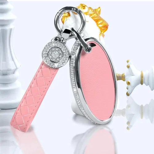 Miniatura 55 de Funda para Llave Honda con Llavero, Carcasa Protectora de Cuero Genuino Rosa con Cristales Compatible con Honda Accord Civic CRV Pilot Odyssey 2022