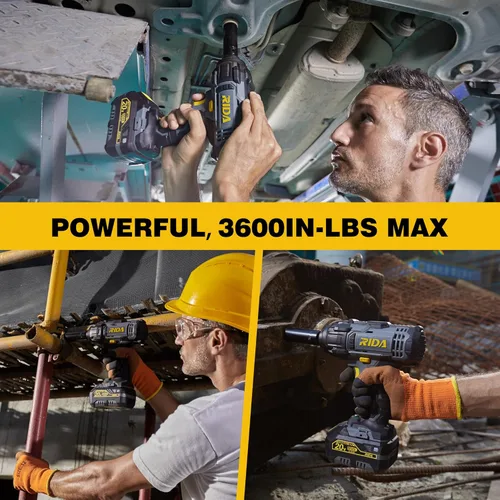 Miniatura 7 de RIDA POWER - Llave de impacto inalámbrica, pistola de impacto de 1/2 pulgada con 5 opciones de par máximo de 300 pies-libras (400 N.m), con batería