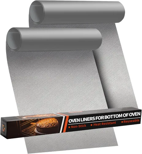 Miniatura 14 de Revestimientos para horno para la parte inferior del horno - Paquete de 2 alfombrillas grandes de servicio pesado para horno, 17" x 25" Negro