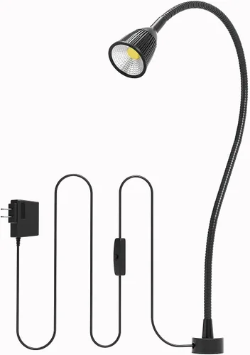 Miniatura 10 de Luz de trabajo magnética LED de 15.748 in Lámpara de cuello de cisne flexible 500 lúmenes 120 voltios para máquina de coser, torno de fresado