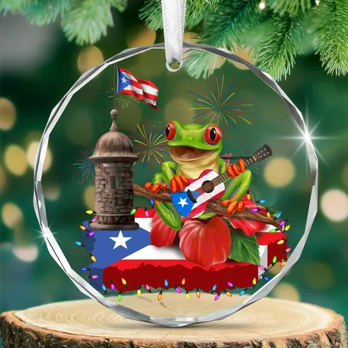 Miniatura 10 de FLAGWIX Regalos de Navidad de Puerto Rico para mujeres y hombres, adornos de madera 2025 para decoración de árboles, adorno de Navidad de Puerto