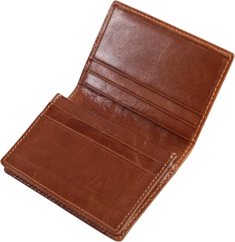 Miniatura 2 de Billetera delgada de cuero auténtico con bolsillo frontal, espacio para identificación y tarjetero con tecnología RFID