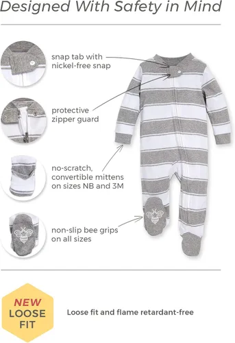 Miniatura 2 de Burt's Bees Baby - Pijama de una pieza para bebé, mameluco para dormir y jugar, algodón 100% orgánico, cremallera frontal