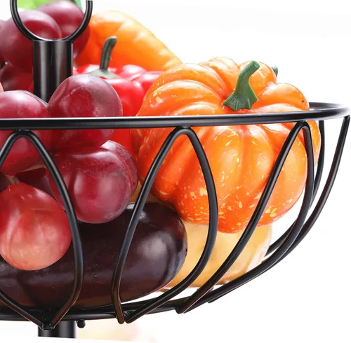 Miniatura 4 de Cesta de frutas de 2 niveles para verduras, soporte para encimera, cesta de frutas, cuenco de almacenamiento para cocina, hogar, hierro fundido