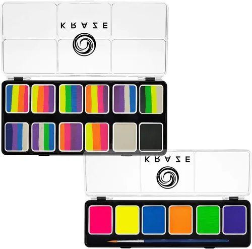 Miniatura 13 de Kraze FX Splash Glam - Paleta metálica de 6 colores para tartas divididas (6 gm) con pincel, activada por agua, hipoalergénica, segura, no tóxica