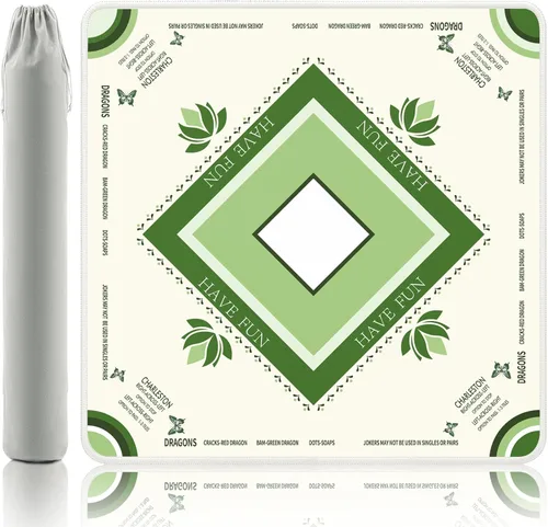 Miniatura 14 de Alfombrilla de Mahjong Turquesa Gedgan con Arte de Loto y Mariposa - Alfombrilla de Goma Estilo Pintada a Mano de 32.4x32.4 Pulgadas, Superficie