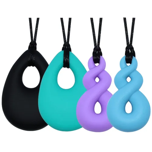 Collar masticable para niños y niñas, collar masticable de silicona, juguetes sensoriales para niños, colgantes de lágrima, juguetes para masticar