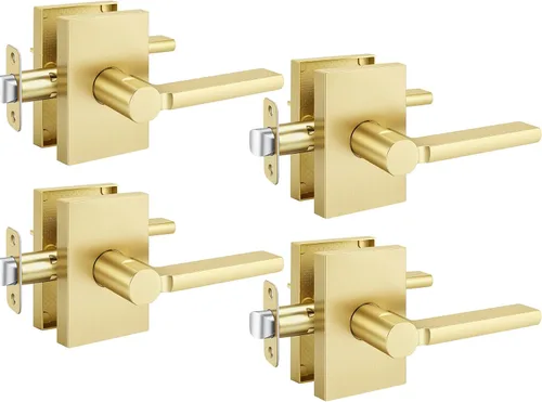 Miniatura 39 de Goldenwarm Manijas de puerta ficticias doradas, aleación de zinc resistente, palanca de puerta interior sin giro para pasillo y armario, perilla