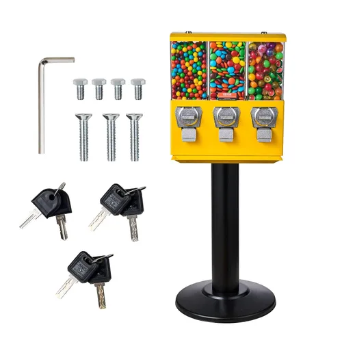 Miniatura 9 de VEVOR Máquina Expendedora Comercial, Dispensador de Dulces de Triple Compartimento con Soporte de Hierro, Máquina de Chicles y Dulces para Negocios
