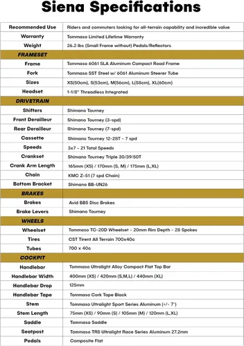 Miniatura 4 de Tommaso Siena Sport Performance Aluminum Gravel Bike, Shimano Tourney 21 Speeds Road Bicycle Men