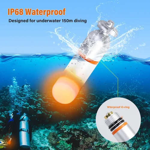 Miniatura 4 de ORCATORCH SD01PRO Luz de Señal de Buceo Mejorada y Brillante, Faro Sumergible Mini Marcador de Tanque con Modos Constante y Parpadeante, para Buceo