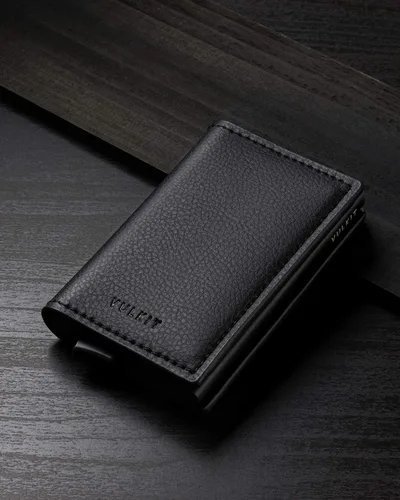 Miniatura 41 de VULKIT Tarjetero RFID Bloqueo de Cuero Automático Pop Up Cartera Aluminio Slim Pocket Tarjeta de Visita