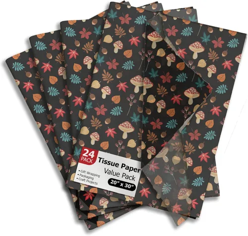 Miniatura 31 de Pro Supply Global Papel de seda impreso con hojas de otoño para bolsas de regalo o cajas y envoltura, papel de seda decorativo de otoño a granel