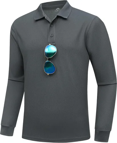Miniatura 2 de MOERDENG Polo de golf para hombre, ajuste regular, secado rápido, táctico, manga corta y larga, camiseta de tenis