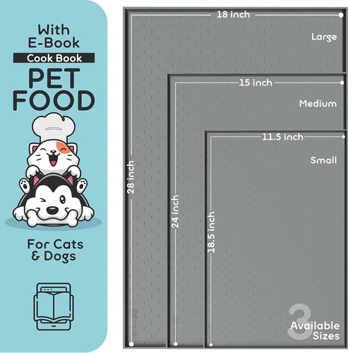 Miniatura 2 de Tapete para comida de perro y gato, protector de silicona grande para estufa de 28 x 18 pulgadas, de silicona, bordes elevados para evitar derrames