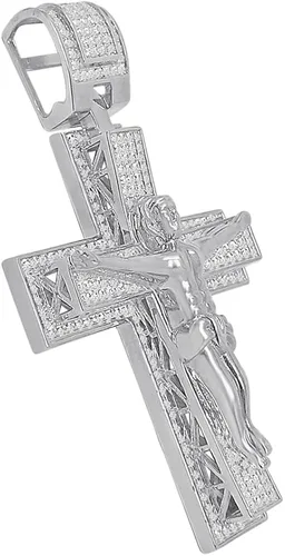 Miniatura 3 de Colgante de cruz de crucifijo de Jesús con diamantes de imitación y cruz de Jesús con 1.83oz + gramos XL grande de 3.5 pulgadas