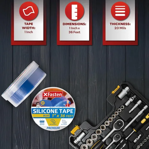Miniatura 2 de XFasten Cinta autoadhesiva de silicona, para fusión 1 pulgada X 36 pies, Azul