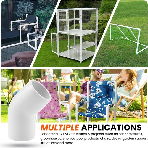 Miniatura 5 de SDTC Tech Paquete de 4 conectores de tubería de grado de muebles de 1/2 pulgada y 45 grados para estantes de PVC, estructura de soporte de jardín