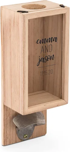 Miniatura 7 de Weddingstar Abrebotellas montado en la pared de madera personalizado y soporte para tapa de botella - Brewery Co