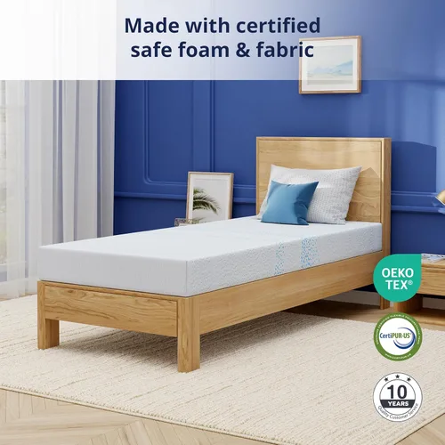 Miniatura 2 de EGOHOME Colchón individual de 6 pulgadas para niños, espuma viscoelástica de gel con carbón, sin fibra de vidrio, certificado CertiPUR-US, regula