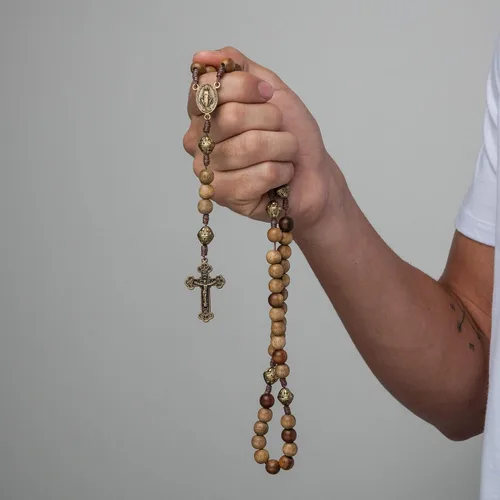 Miniatura 5 de Intercession™ Rosario de madera maciza hecho a mano Nuestro Padre Sagrado Corazón (Sagrado Corazón - Nogal)