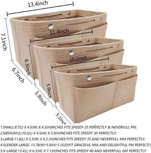 Miniatura 36 de LEXSION Organizador de fieltro para bolso – Bolsa de bolsillo múltiple en bolsa organizadora