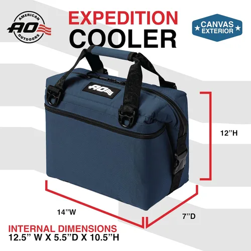 Miniatura 6 de Bolsa de enfriador AO Coolers Expedition de lona con lados blandos, a prueba de fugas, aislada, ligera Azul marino