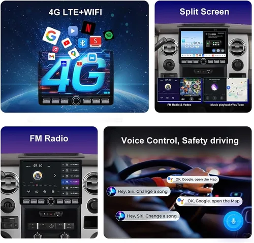 Miniatura 3 de Radio 4G LTE QLED para Ford F150 2009-2012 actualización, pantalla táctil de CPU estéreo de 8 núcleos, CarPlay inalámbrico y Android Auto