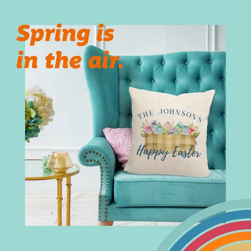 Miniatura 2 de Pattern Pop - Almohada de Pascua personalizada - Almohada decorativa de primavera - Almohada cuadrada de 17 x 17 pulgadas - Incluye funda y almohada