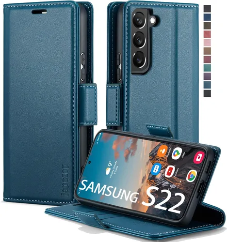 Miniatura 23 de Funda tipo cartera para Samsung Galaxy S22 5G con tarjetero y función atril, bloqueo magnético RFID, funda de piel con tapa para Galaxy S22 5G