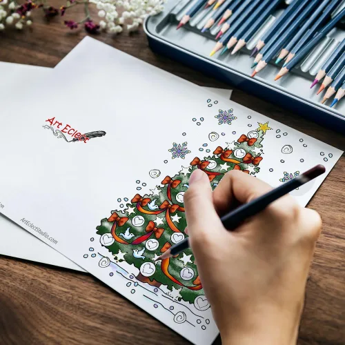 Miniatura 2 de Tarjetas de Navidad para colorear para adultos y niños
