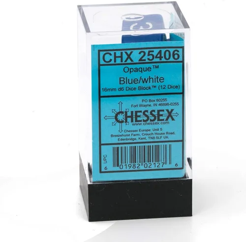 Miniatura 2 de Chessex CHX25406 Juego de dados opacos azul/blanco