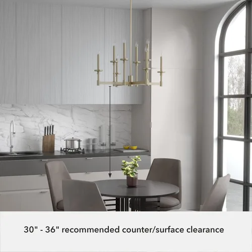 Miniatura 4 de Hunter - Briargrove 8 luces de latón moderno, lámpara de araña grande, regulable, estilo formal, forma de vela, para dormitorios, cocinas, comedor
