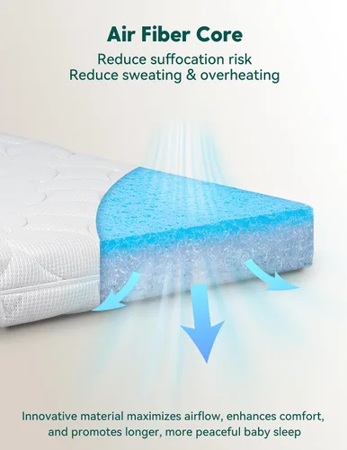 Miniatura 2 de BABELIO Colchón de cuna ultra transpirable 100% lavable núcleo de doble cara colchón para bebé niño pequeño con funda extraíble lavable a máquina