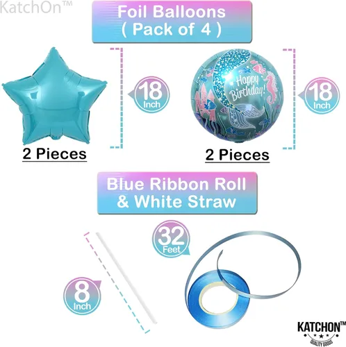 Miniatura 6 de KatchOn Decoraciones de 7º cumpleaños de sirena grande – Paquete de 8 Globos de sirena y decoraciones de fiesta para niñas 7