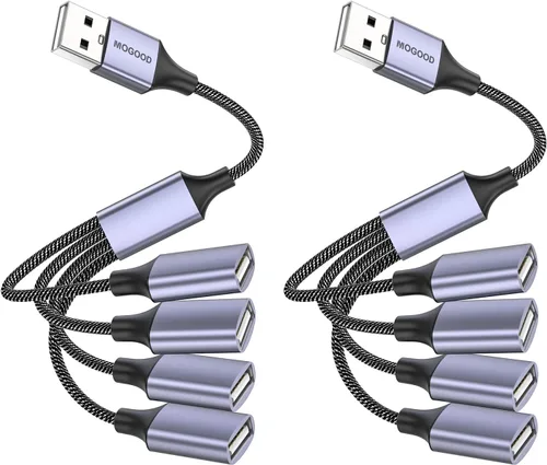 Miniatura 7 de MOGOOD Divisor USB, adaptador electrónico USB 2.0 de 4 puertos, concentrador USB multizócalo para transferencia de datos y carga de energía