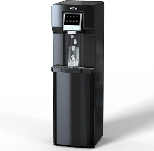 VECYS Enfriador de agua de carga inferior con máquina de hielo, suministro de agua fría con fabricación diaria de hielo de 18 libras, compatible con