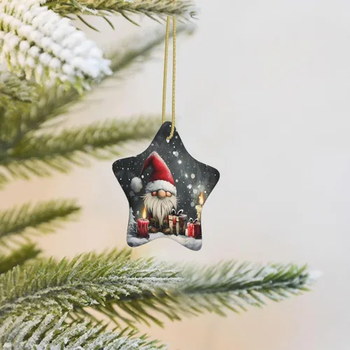 Miniatura 4 de Adornos colgantes de cerámica para árbol de Navidad, decoración colgante en forma de estrella para suministros de fiesta en interiores y exteriores