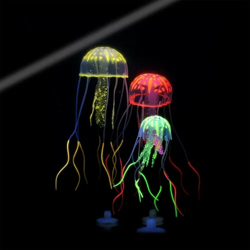 Miniatura 3 de Jowxsx Juguete de medusas divertidas Accesorios para pecera, decoración flotante del mundo submarino, adornos de acuario de dibujos animados, Azul
