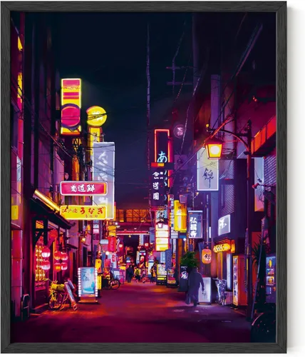 Miniatura 15 de HAUS AND HUES Póster de Tokio, arte de pared de neón de anime japonés, decoración urbana de luces de ciudad de Tokio, póster genial de Cyberpunk