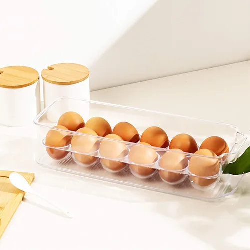 Miniatura 9 de JAMOR Caja de almacenamiento de huevos de 12 rejillas para refrigerador, bandeja para huevos con tapa, estante apilable para huevos, caja