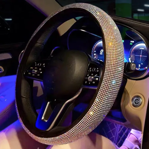 Miniatura 2 de Carwales - Funda para volante de coche con brillantes para mujeres y niñas, 15 pulgadas, universal, de diamantes de imitación de cristal colorido