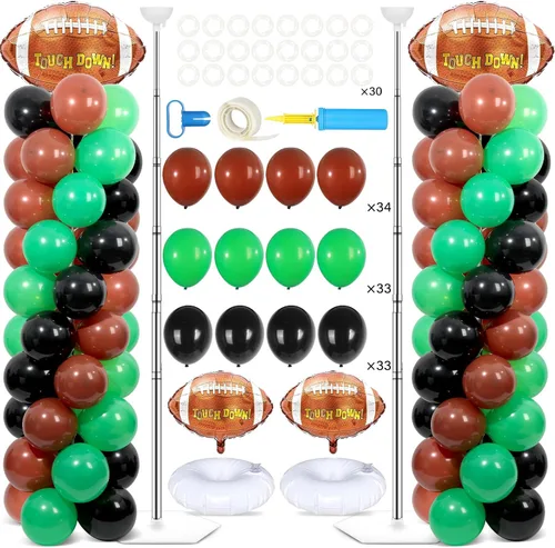 Miniatura 21 de Juego de 2 soportes de columna de globos nocturnos de película con 102 globos de aluminio de palomitas de maíz, soporte de torre ajustable de 5.57