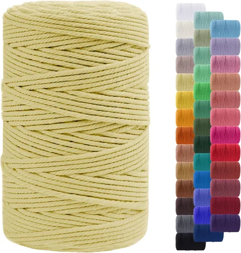 Miniatura 41 de Cuerda de macramé de 0.079 in para 219 yardas, cuerda de algodón natural para manualidades, hilo de cuerda de macramé de colores para colgar
