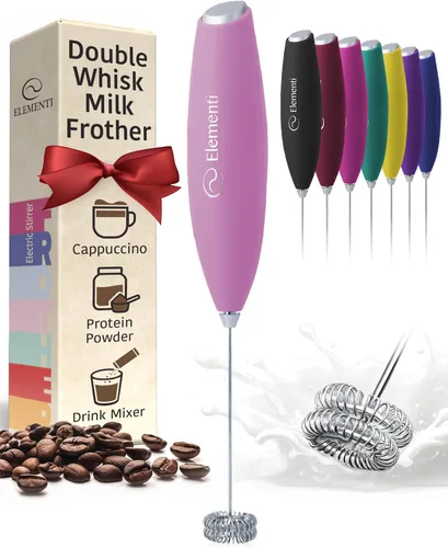 Miniatura 15 de Elementi Varita espumadora de leche, agitador eléctrico de mano fácil de usar para bebidas en polvo, batidor de café duradero y potente y varita